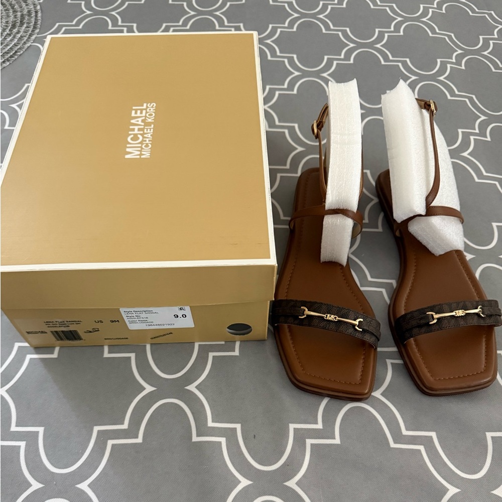 Michael Kors Lena Flat Sandal in Luggage Brown